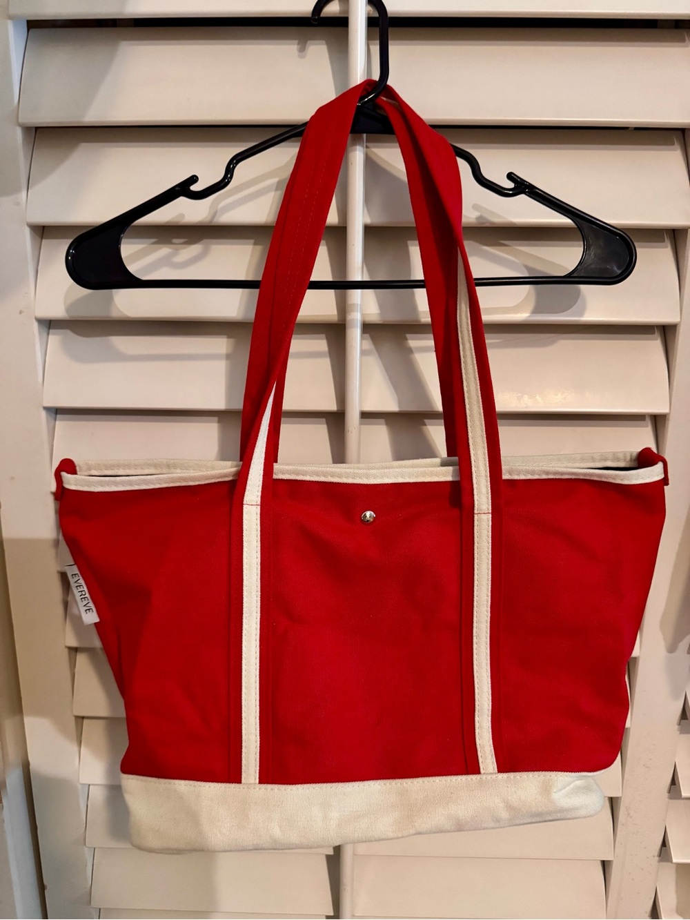 Evereve Red Canvas Tote Bag with Contrast Trim